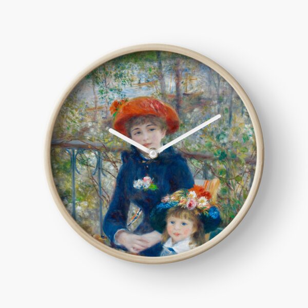 Two Sisters on the Terrace Oil Painting by Auguste Renoir Clock