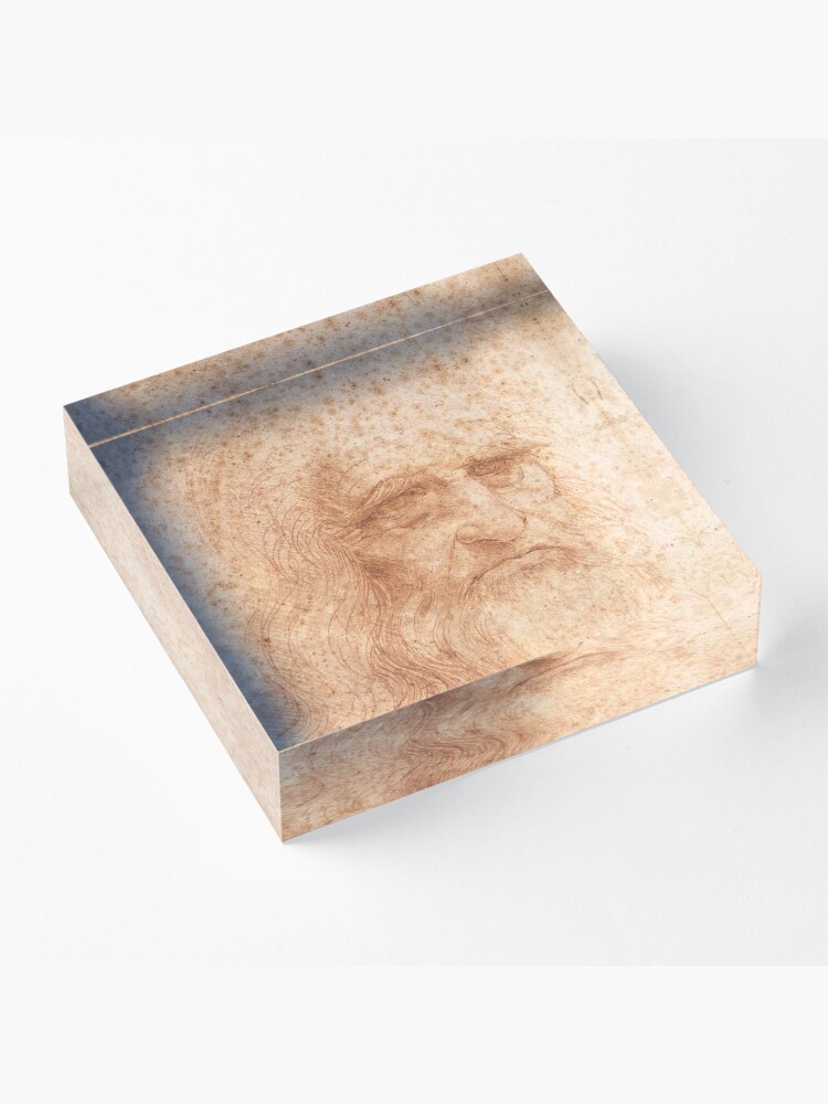Alternate view of Classic Art - Leonardo da Vinci by Leonardo da Vinci Self Portrait Acrylic Block
