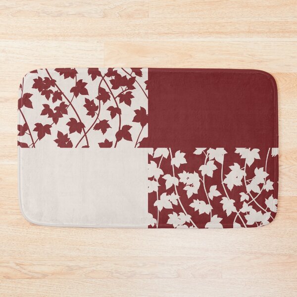 Item preview, Red leaf vines on beige chequered pattern designed and sold by patternsbymira.