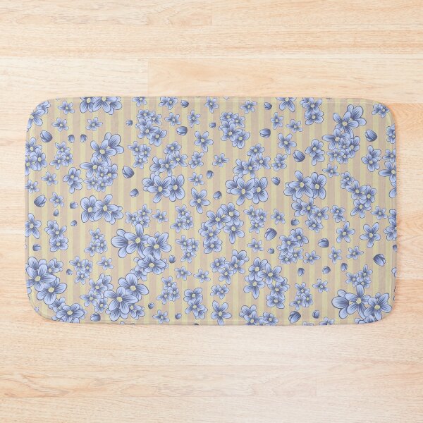 Item preview, Blue Forget Me Not Flowers on Tan Stripes designed and sold by infinitygrafix.