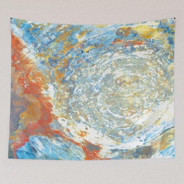 Item preview, Tangerine Skies Cyan Blue Waters Quartz Abstract Marble designed and sold by infinitygrafix.
