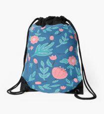 Blue florals Drawstring Bag