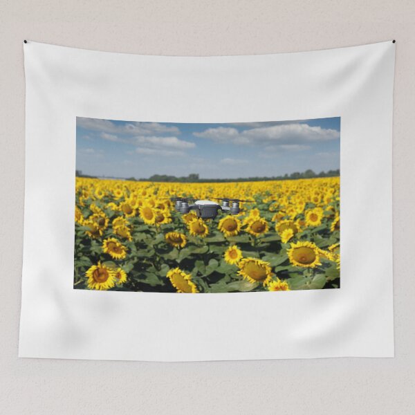 Item preview, The drone is flying over the sunflower field in summer designed and sold by goceris.