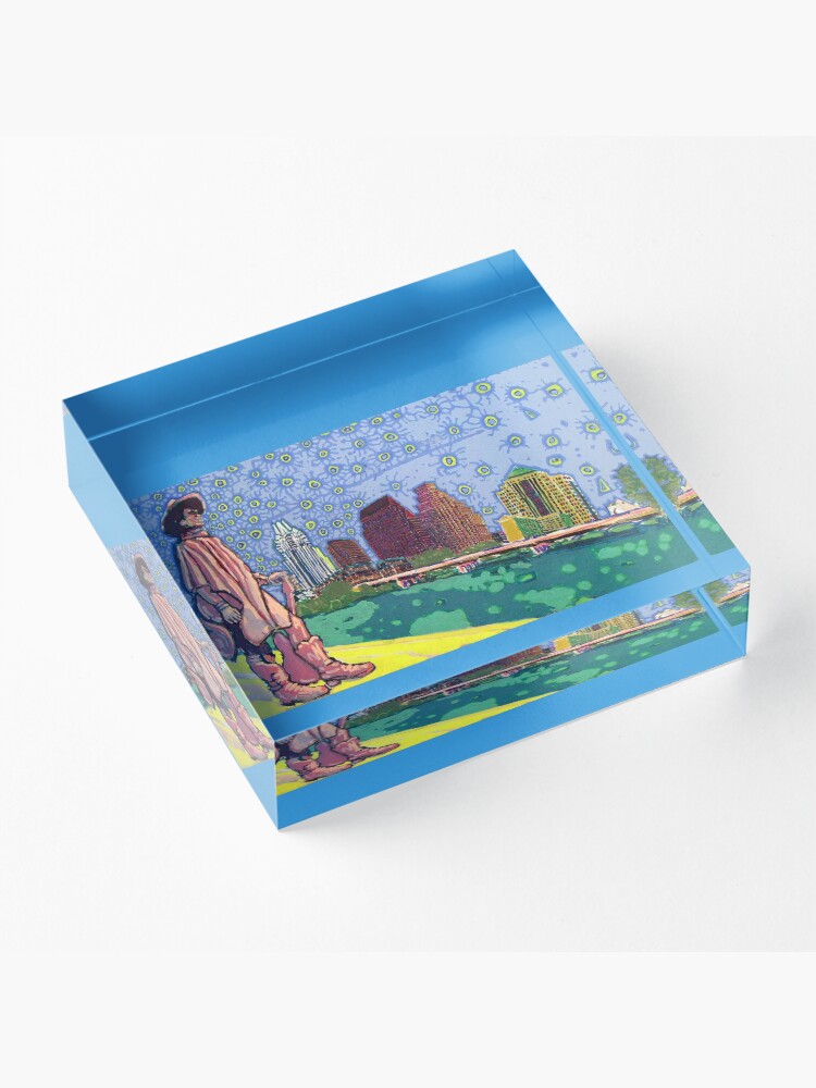 Alternate view of Stevie Ray Vaughan Statue, Austin, Texas Painting Acrylic Block