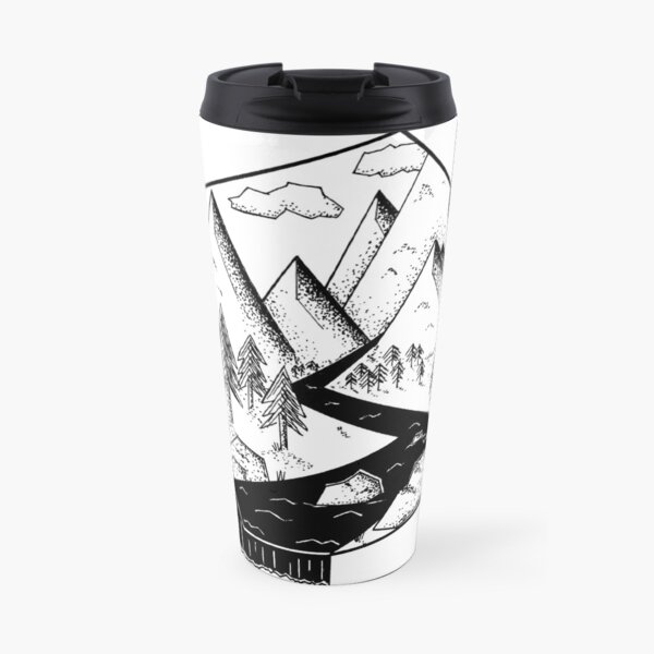 Angular Geometric Dotwork Landscape Travel Mug