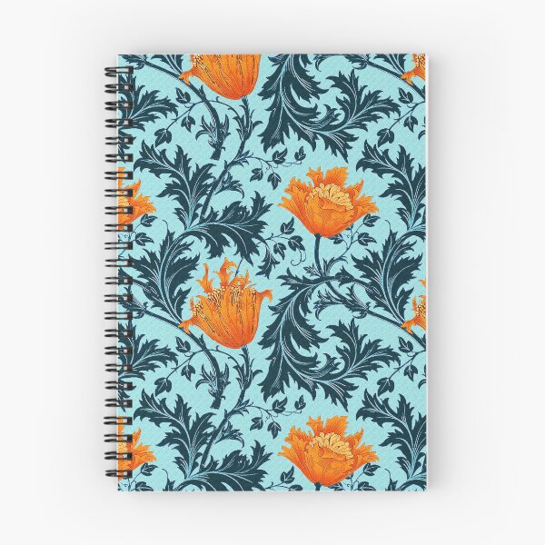 Item preview, William Morris Anemone, Indigo Blue and Coral designed and sold by Marymarice.