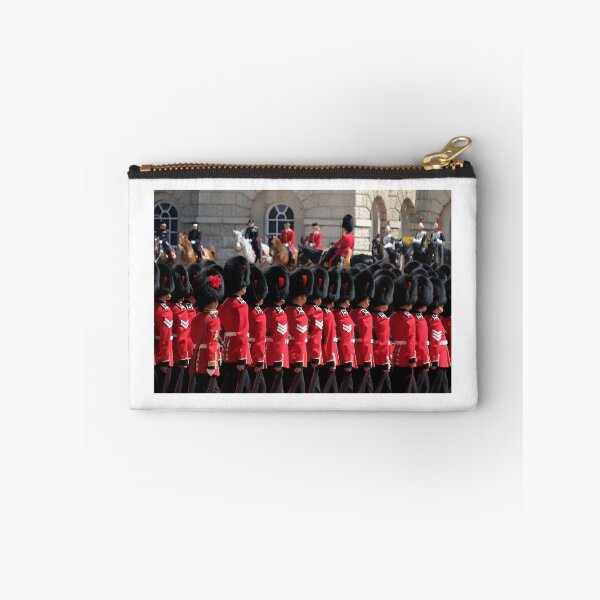 Item preview, Iconic London scene of Royal Guards marching in red and black uniform designed and sold by LoisGoBe.