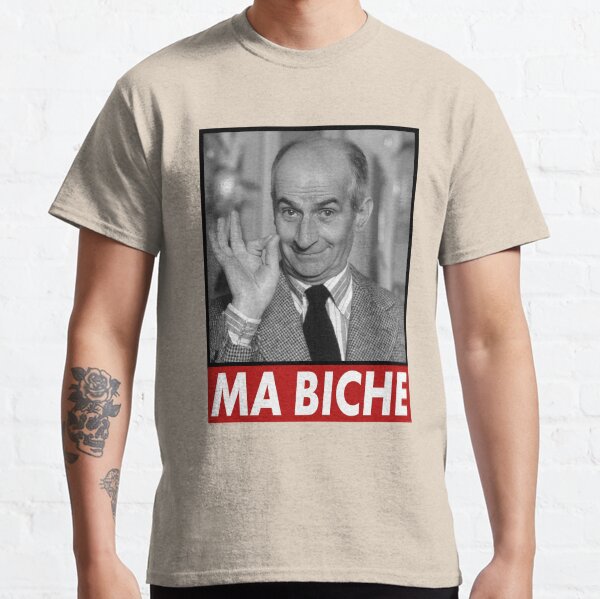 convertirse en un símbolo de un actor con inmenso talento ... "Ma biche" de Louis de Funès. ¡Todo en un diseño inspirado en Barbara Kruger! Camiseta clásica
