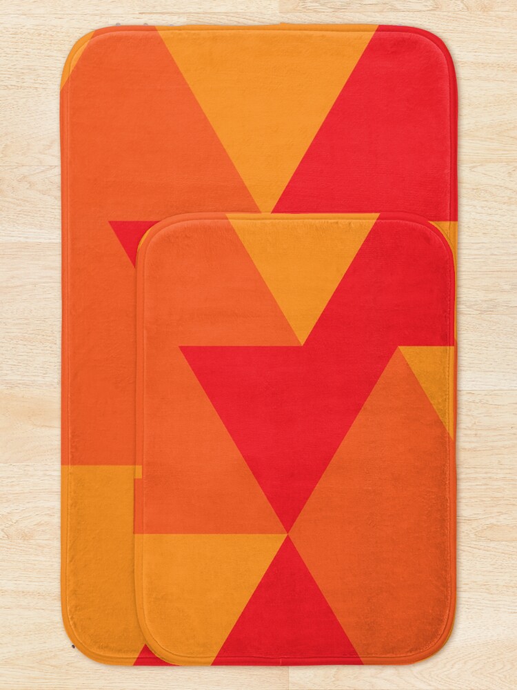 "Pattern Red Orange Triangle" Bath Mat for Sale by HalamoDesigns