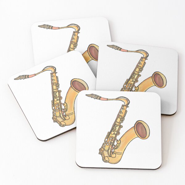 Item preview, Musical instrument, wind instrument, jazz, blues, saxophone, yellow, orange, drawing, promarker, BebiCervin designed and sold by BebiCervin.
