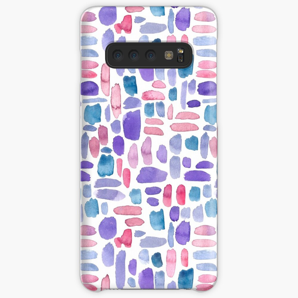 Watercolor Paint Brush Stroke Pattern - Purple, Teal, Pink Case & Skin for Samsung Galaxy