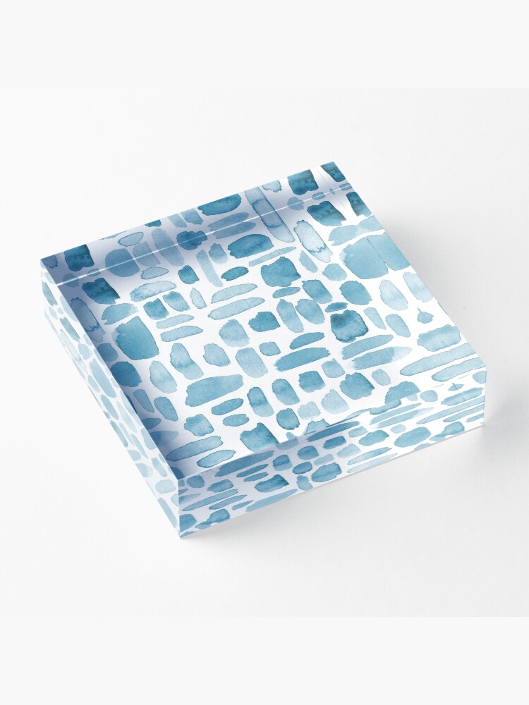 Alternate view of Watercolor Paint Brush Stroke Pattern - Blue Gray Acrylic Block