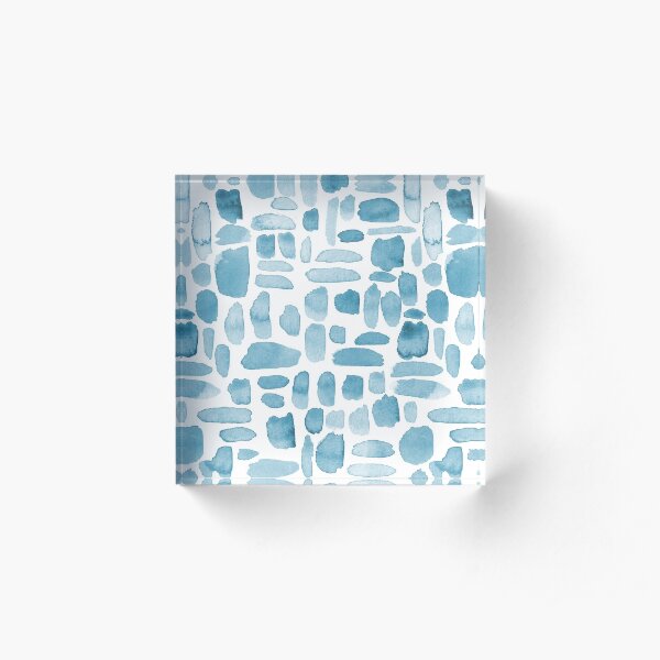 Watercolor Paint Brush Stroke Pattern - Blue Gray Acrylic Block