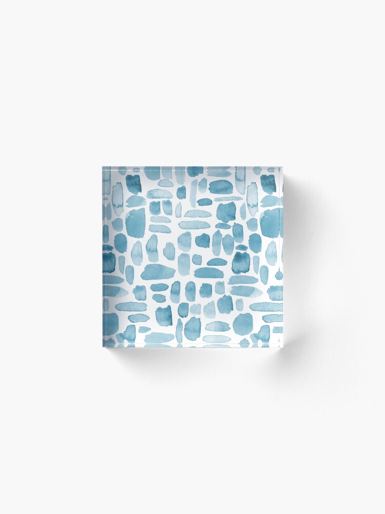Alternate view of Watercolor Paint Brush Stroke Pattern - Blue Gray Acrylic Block
