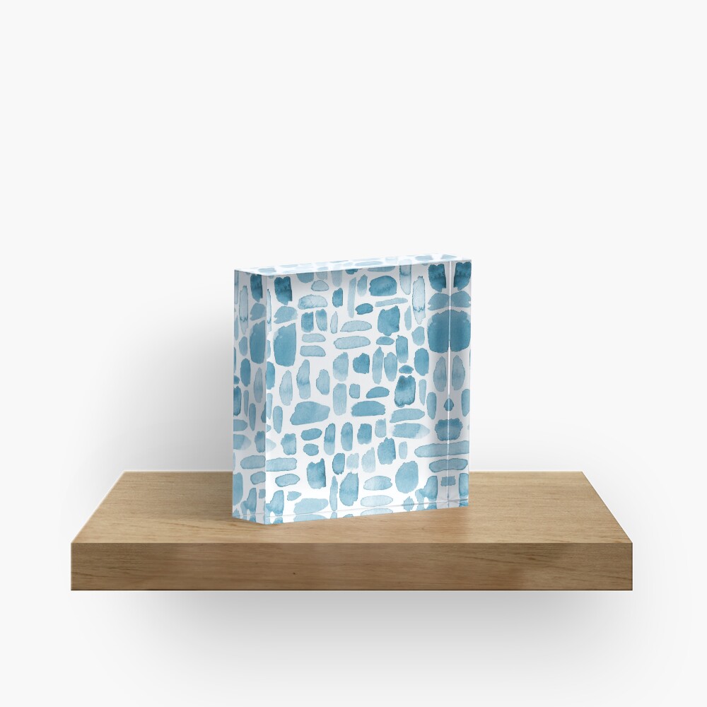 Watercolor Paint Brush Stroke Pattern - Blue Gray Acrylic Block