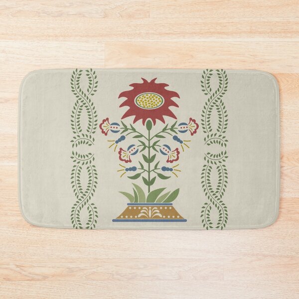 Item preview, Primitive Folk Art Red Flower with Leaf Border designed and sold by JoniandCo.
