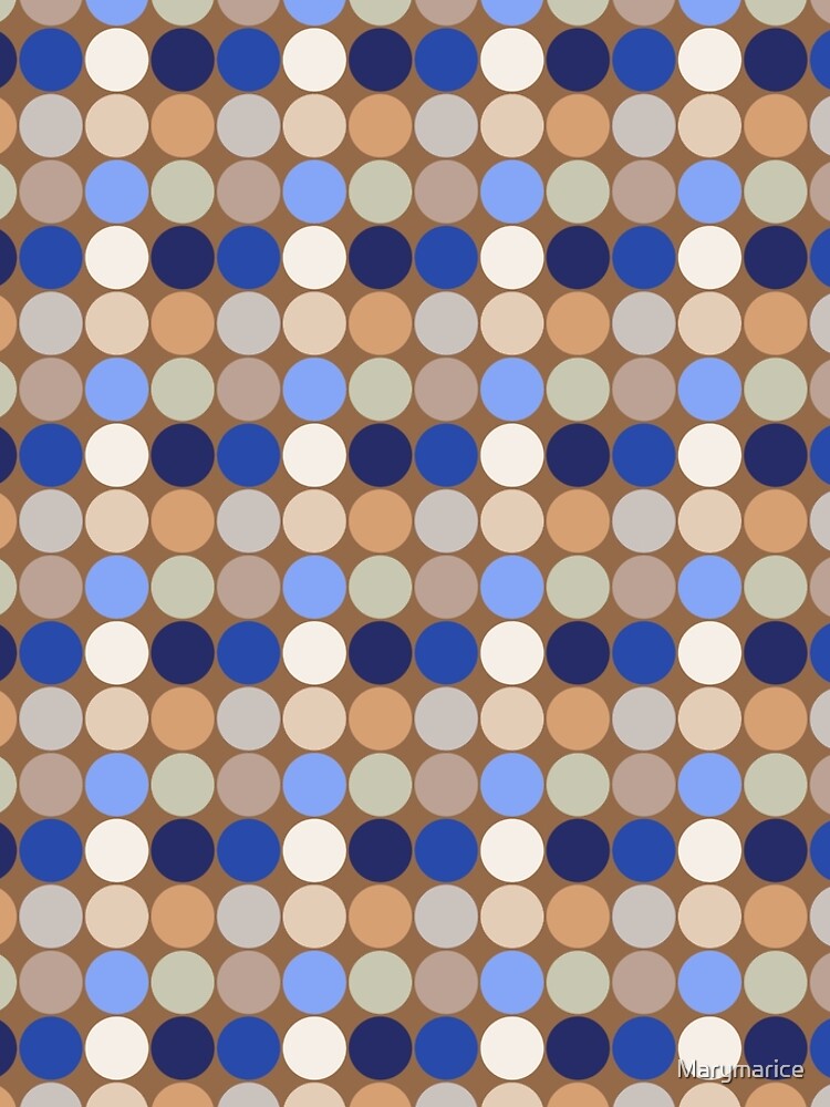 Mid-Century Giant Dots, Taupe, Beige and Blue by Marymarice