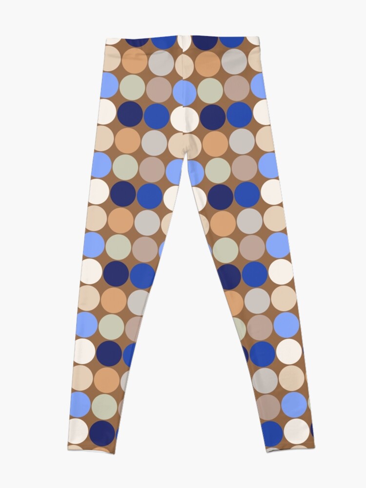 Alternate view of Mid-Century Giant Dots, Taupe, Beige and Blue Leggings
