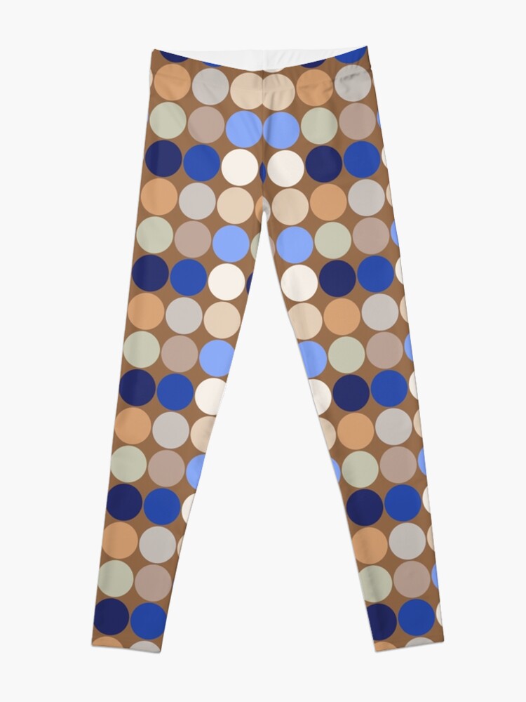 Alternate view of Mid-Century Giant Dots, Taupe, Beige and Blue Leggings