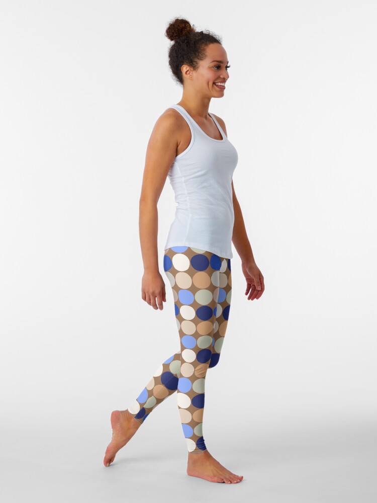 Alternate view of Mid-Century Giant Dots, Taupe, Beige and Blue Leggings