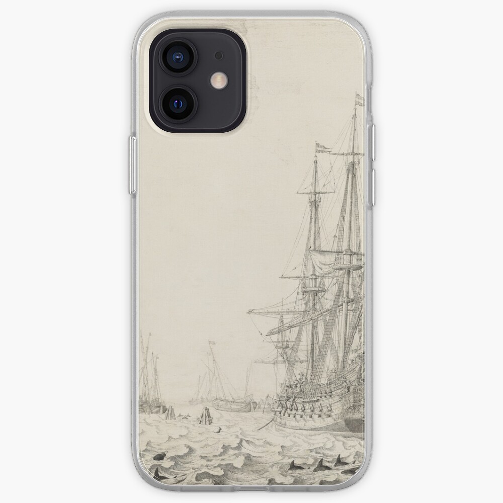Dutch Ships near the Coast Oil Painting by Willem van de Velde the Elder iPhone Case & Cover