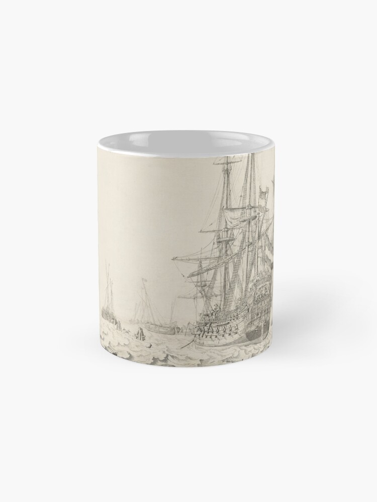 Alternate view of Dutch Ships near the Coast Oil Painting by Willem van de Velde the Elder Mug