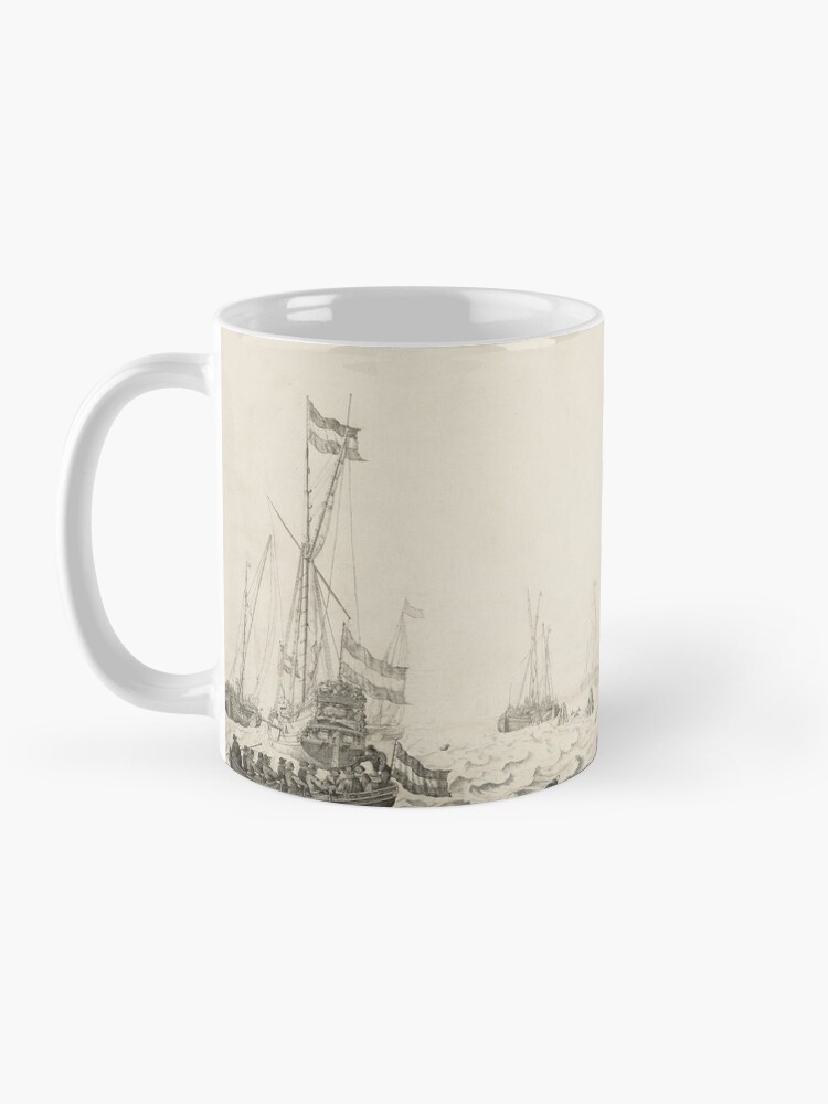 Alternate view of Dutch Ships near the Coast Oil Painting by Willem van de Velde the Elder Mug
