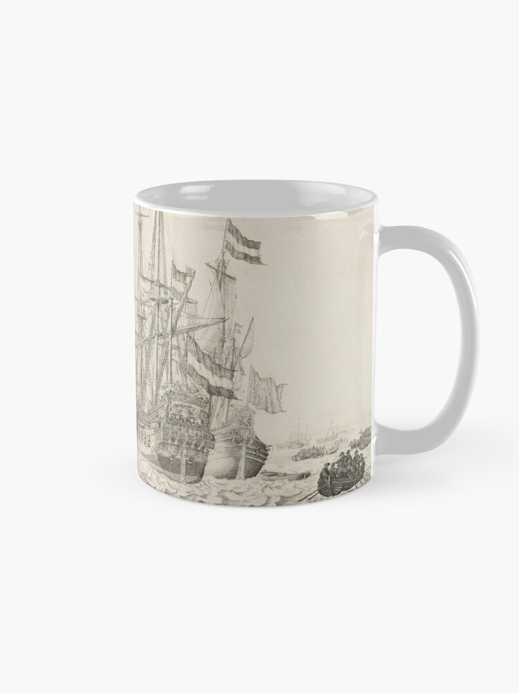 Alternate view of Dutch Ships near the Coast Oil Painting by Willem van de Velde the Elder Mug