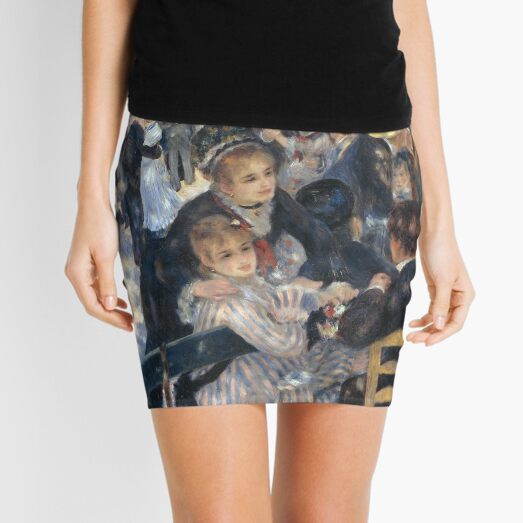 Bal du Moulin de la Galette Oil Painting by Auguste Renoir Mini Skirt