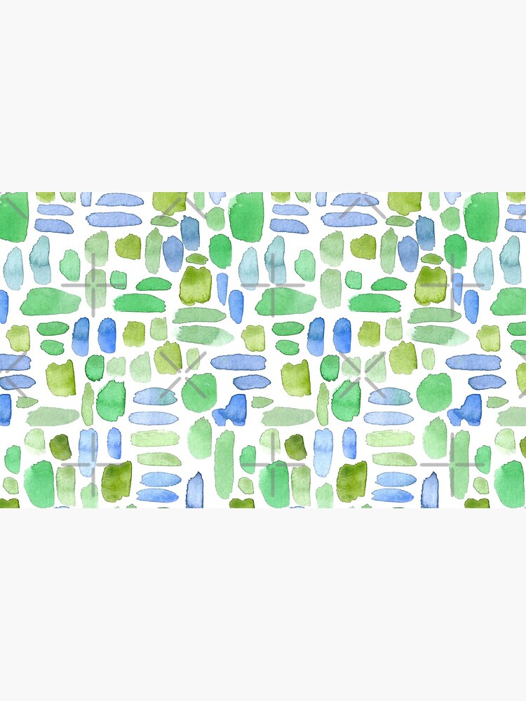 Watercolor Paint Brush Stroke Pattern - Blue, Green, Olive by annieparsons