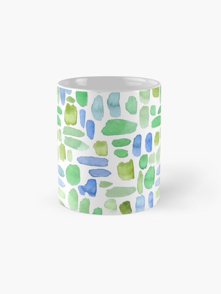 Alternate view of Watercolor Paint Brush Stroke Pattern - Blue, Green, Olive Mug