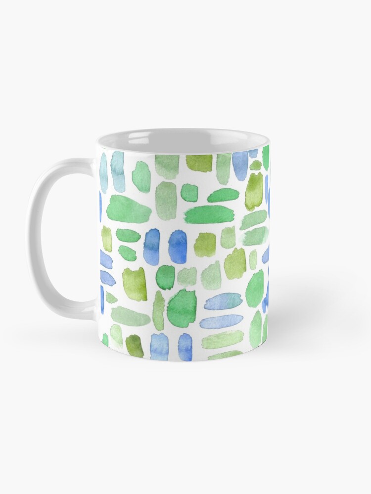 Alternate view of Watercolor Paint Brush Stroke Pattern - Blue, Green, Olive Mug