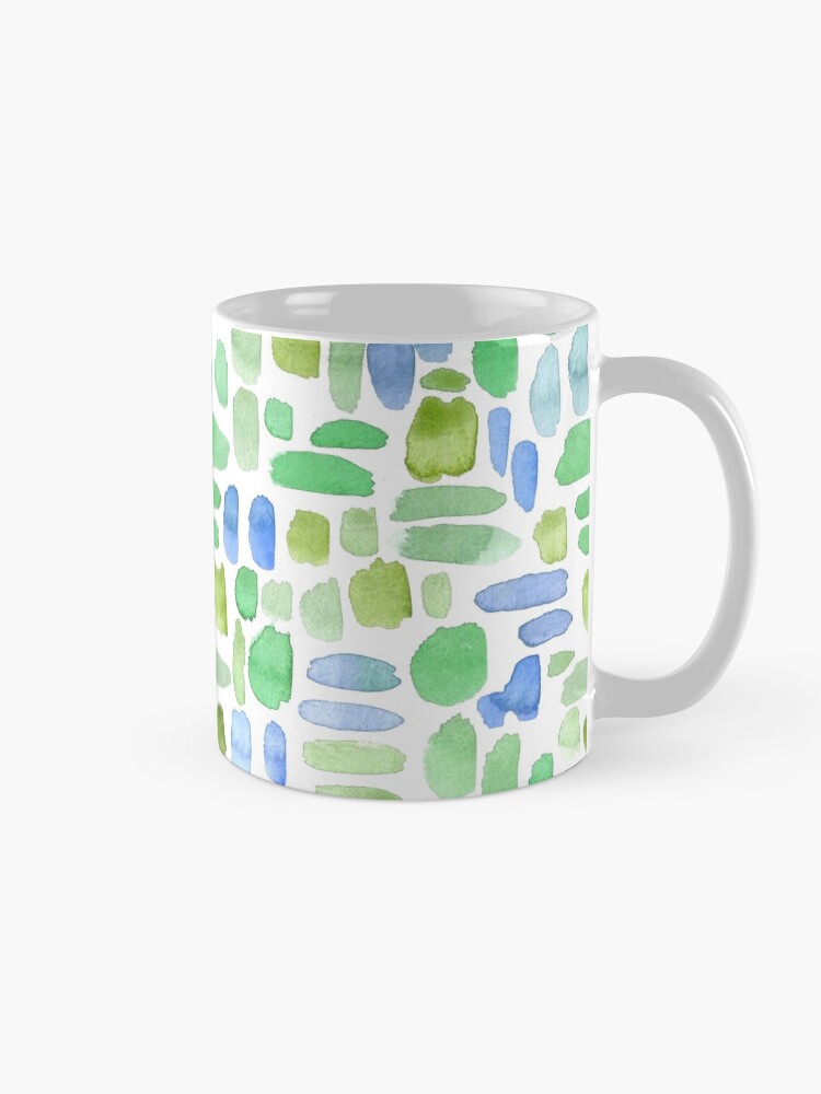 Alternate view of Watercolor Paint Brush Stroke Pattern - Blue, Green, Olive Mug
