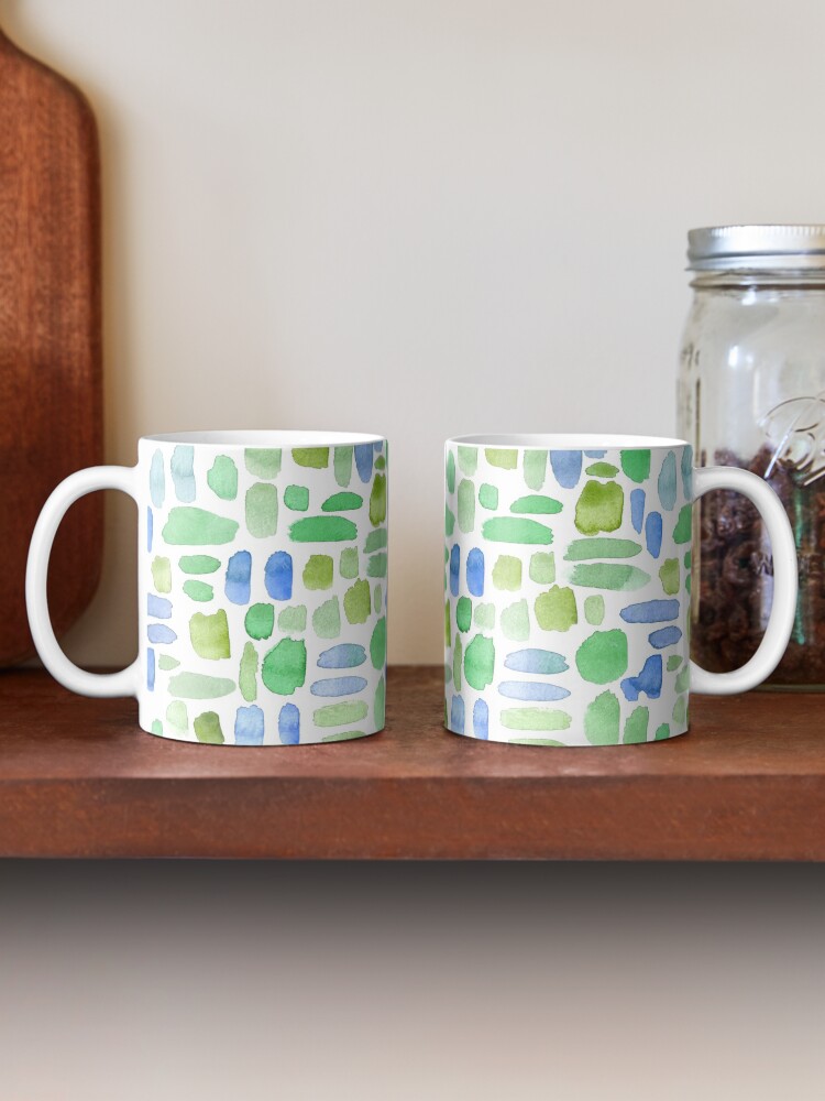 Alternate view of Watercolor Paint Brush Stroke Pattern - Blue, Green, Olive Mug