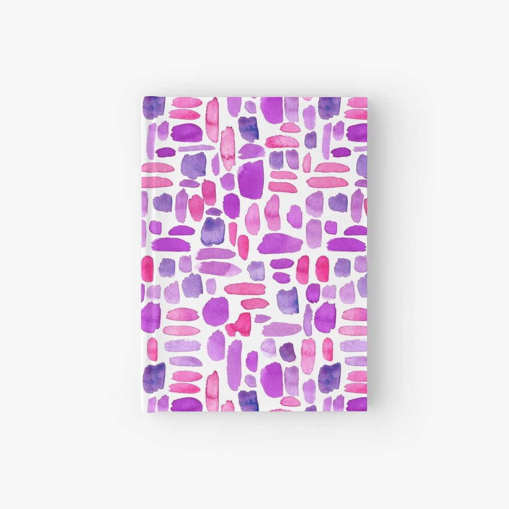 Watercolor Paint Brush Stroke Pattern - Magenta, Purple, Pink Hardcover Journal