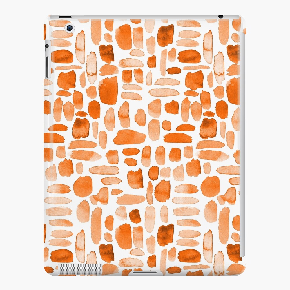 Watercolor Paint Brush Stroke Pattern - Orange iPad Case & Skin