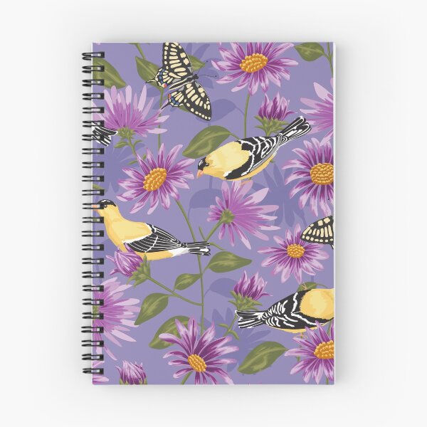 Artikelvorschau, Goldfinches und Purple Asters im großen Maßstab entworfen und verkauft von Judit Gueth.