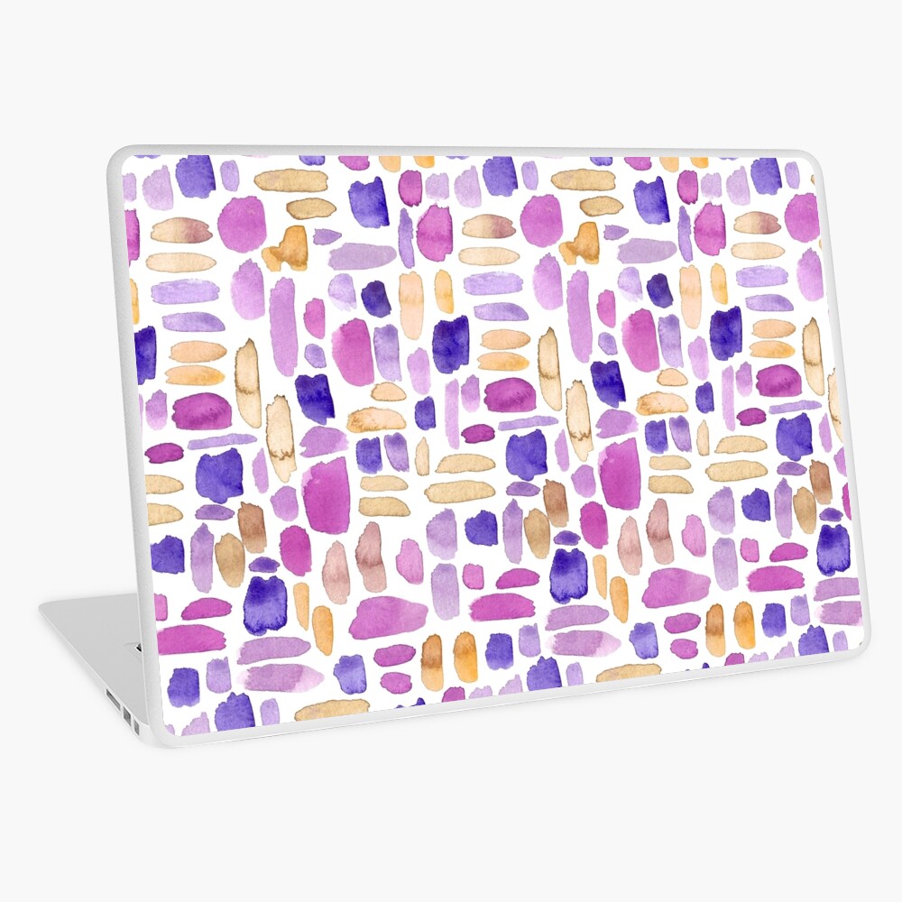 Watercolor Paint Brush Stroke Pattern - Purple, Yellow, Pink Laptop Skin