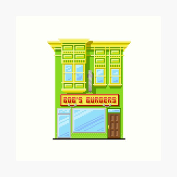 Vista previa del artículo con la obra «Restaurante de hamburguesas», diseñado y vendido por Shy Guy's Pixels.