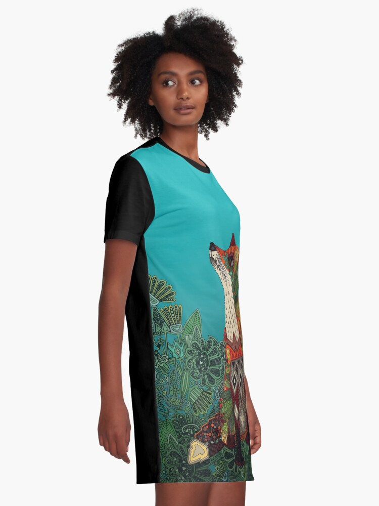 Alternate view of floral fox Graphic T-Shirt Dress