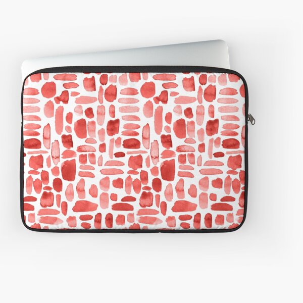 Watercolor Paint Brush Stroke Pattern - Red Laptop Sleeve