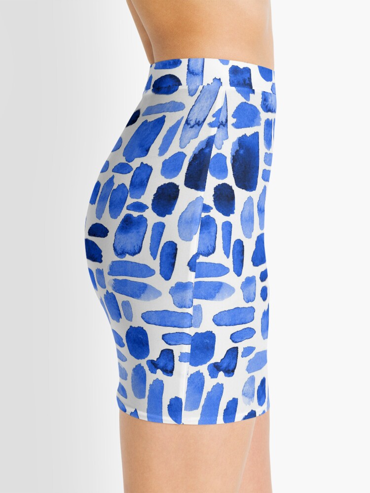 Alternate view of Watercolor Paint Brush Stroke Pattern - Royal Blue Mini Skirt