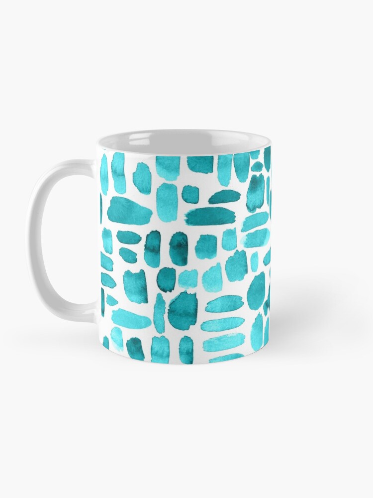 Alternate view of Watercolor Paint Brush Stroke Pattern - Teal Mug