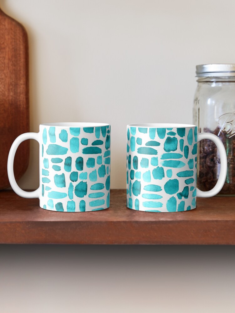 Alternate view of Watercolor Paint Brush Stroke Pattern - Teal Mug