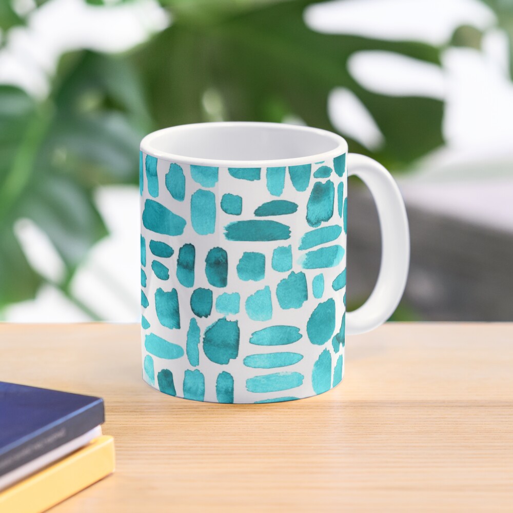 Watercolor Paint Brush Stroke Pattern - Teal Mug