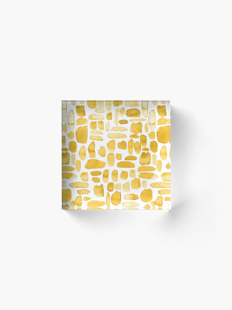 Alternate view of Watercolor Paint Brush Stroke Pattern - Mustard Yellow Acrylic Block
