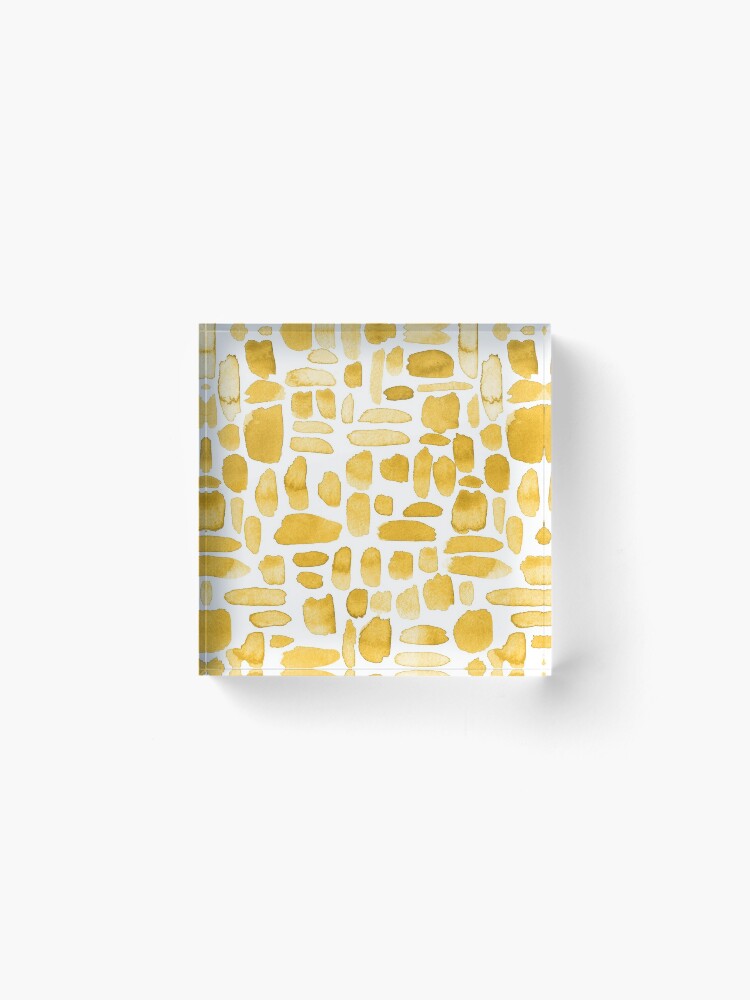Alternate view of Watercolor Paint Brush Stroke Pattern - Mustard Yellow Acrylic Block