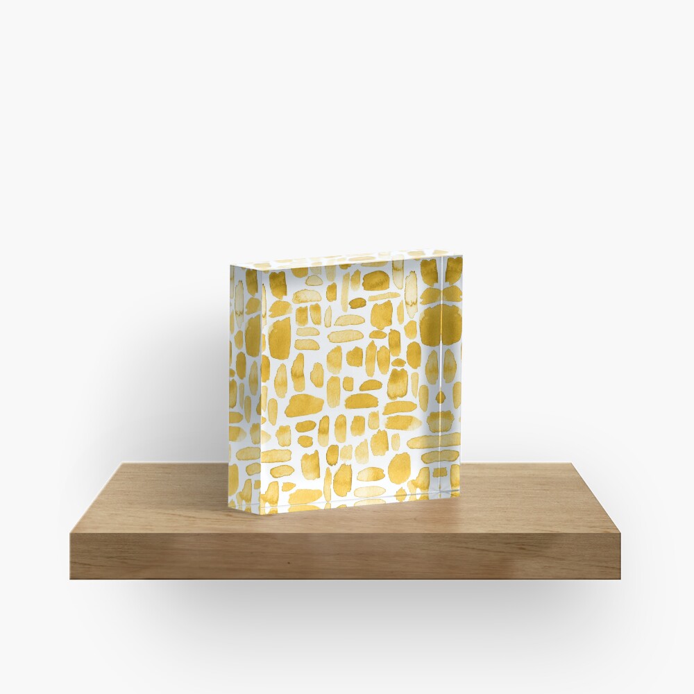 Watercolor Paint Brush Stroke Pattern - Mustard Yellow Acrylic Block