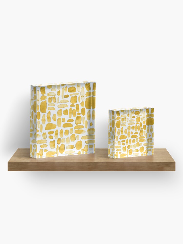 Alternate view of Watercolor Paint Brush Stroke Pattern - Mustard Yellow Acrylic Block