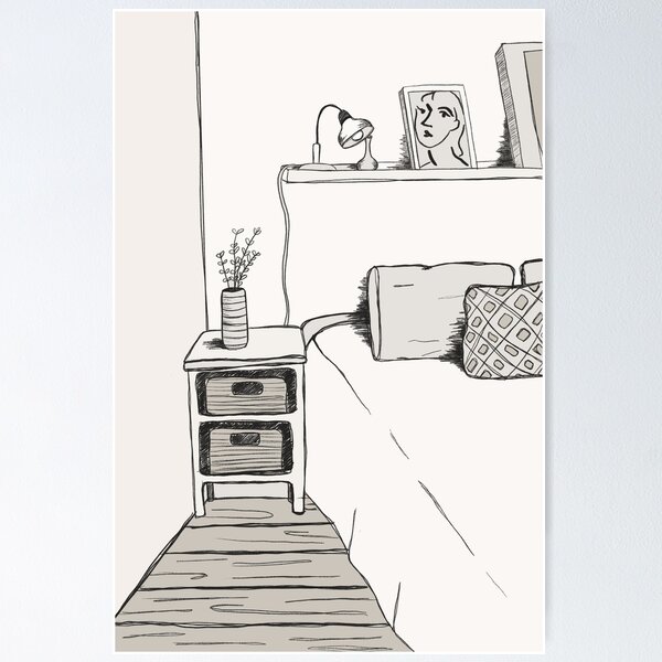 Item preview, bedroom sketch artwork designed and sold by rileygruenthal.